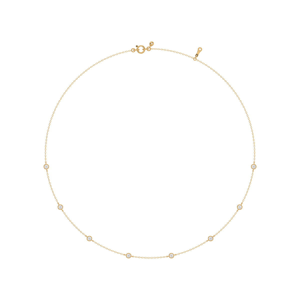 Round Diamond Station Necklace