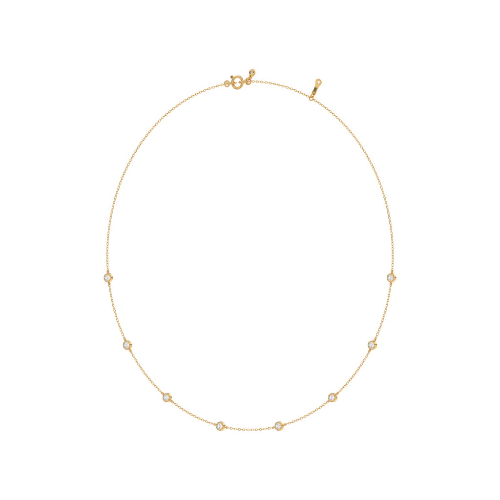 Round Diamond Station Necklace