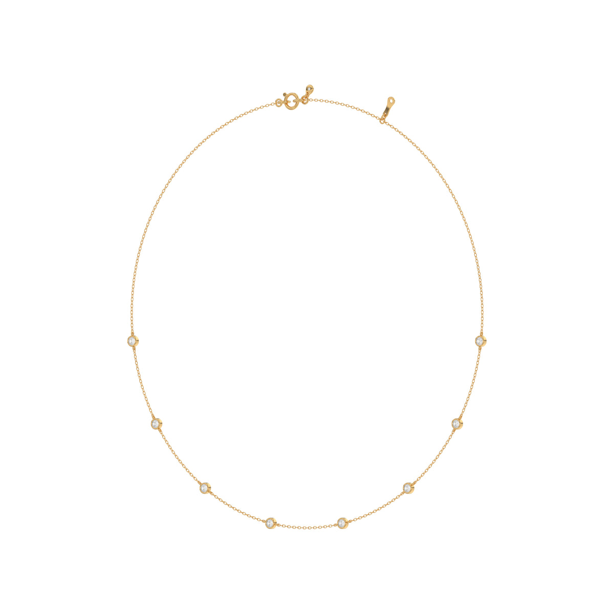 Round Diamond Station Necklace