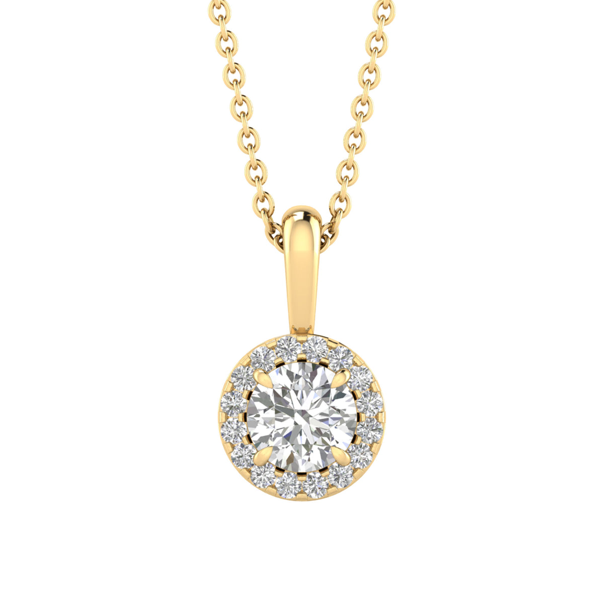 Round Halo Diamond Necklace