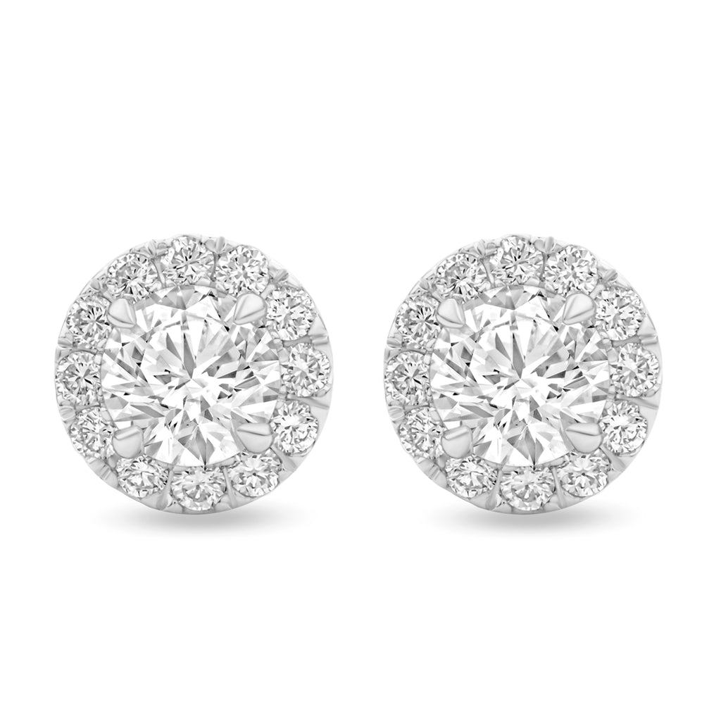Round Halo Diamond Stud Earrings