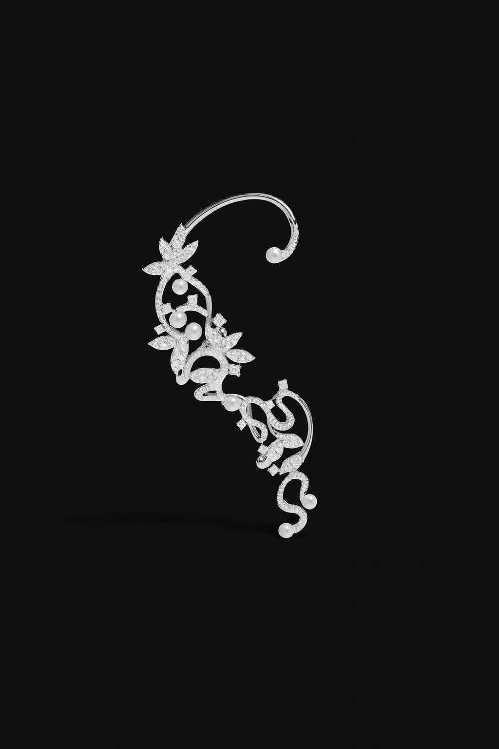 Single Flower Ear Cuff with Pearls