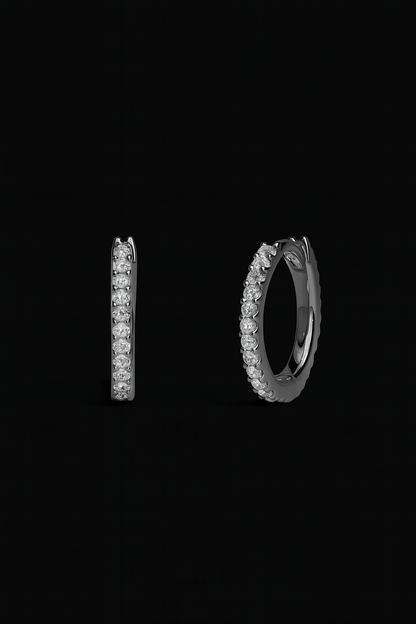 Small 6 mm Paved Hoop Earrings