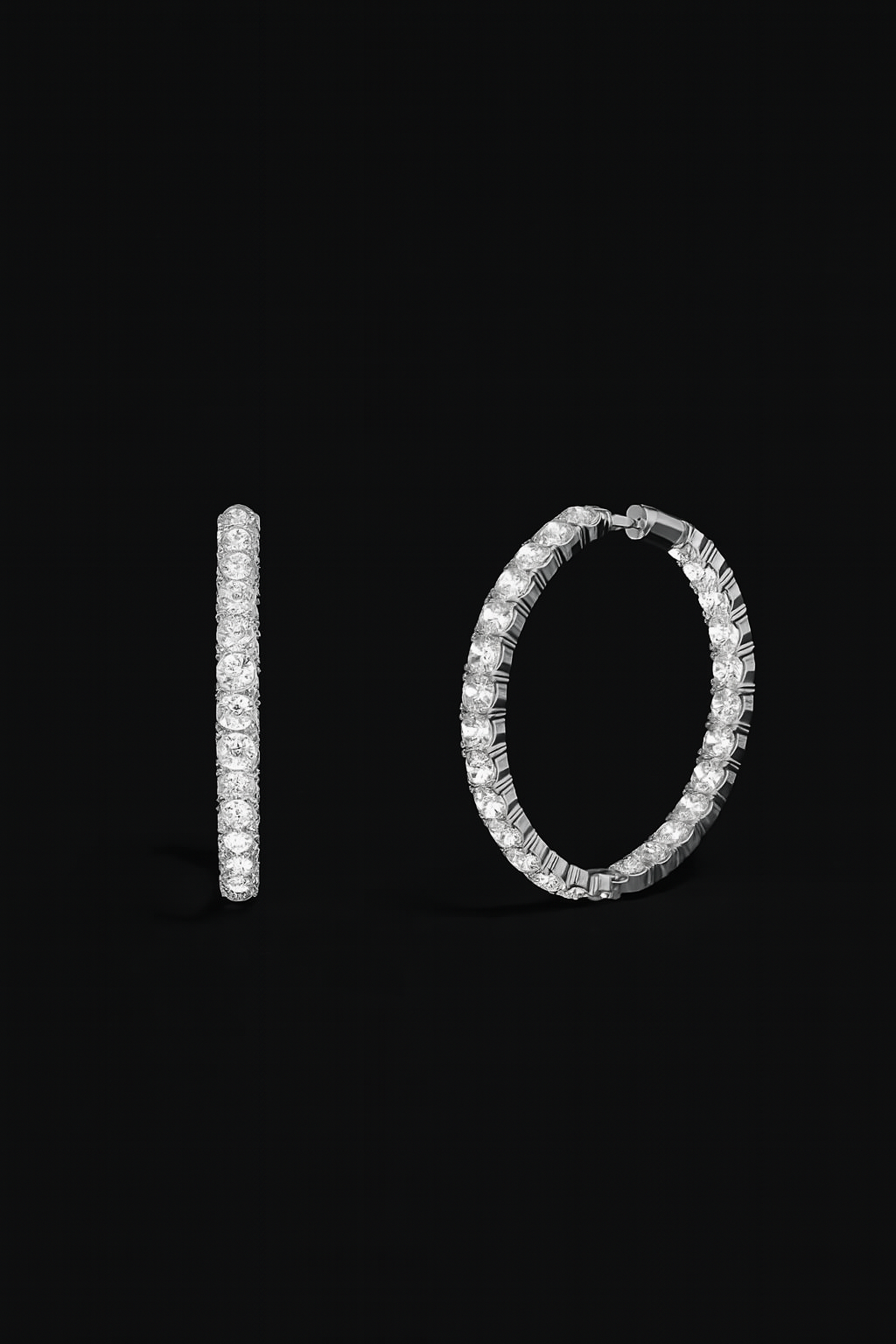 Small 8.5 mm Paved Hoop Earrings