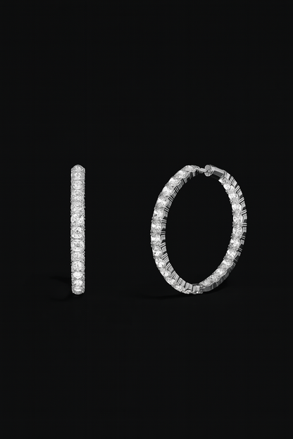 Small 8.5 mm Paved Hoop Earrings