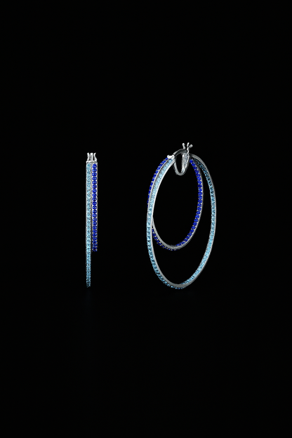 Statement Aqua Linear Hoop Earrings