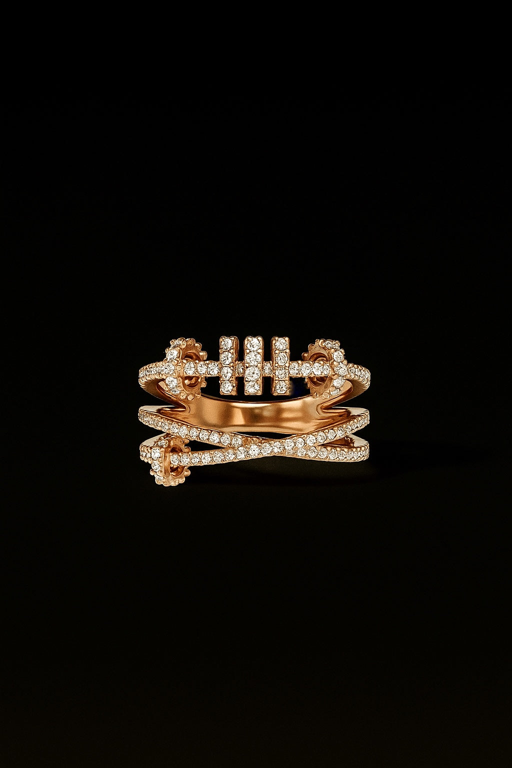 Triple ring with sliding hoops