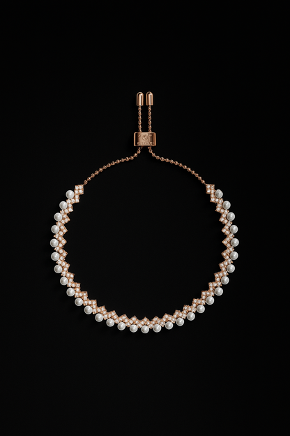 Up and Down Adjustable Bracelet with Pearls