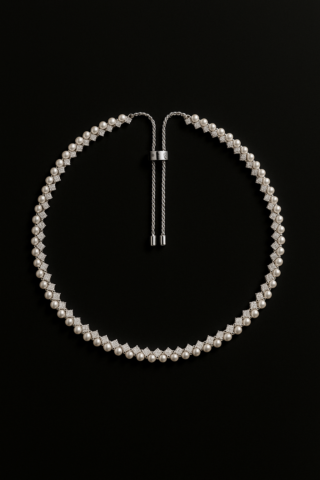 Up and Down Adjustable Necklace with Pearls