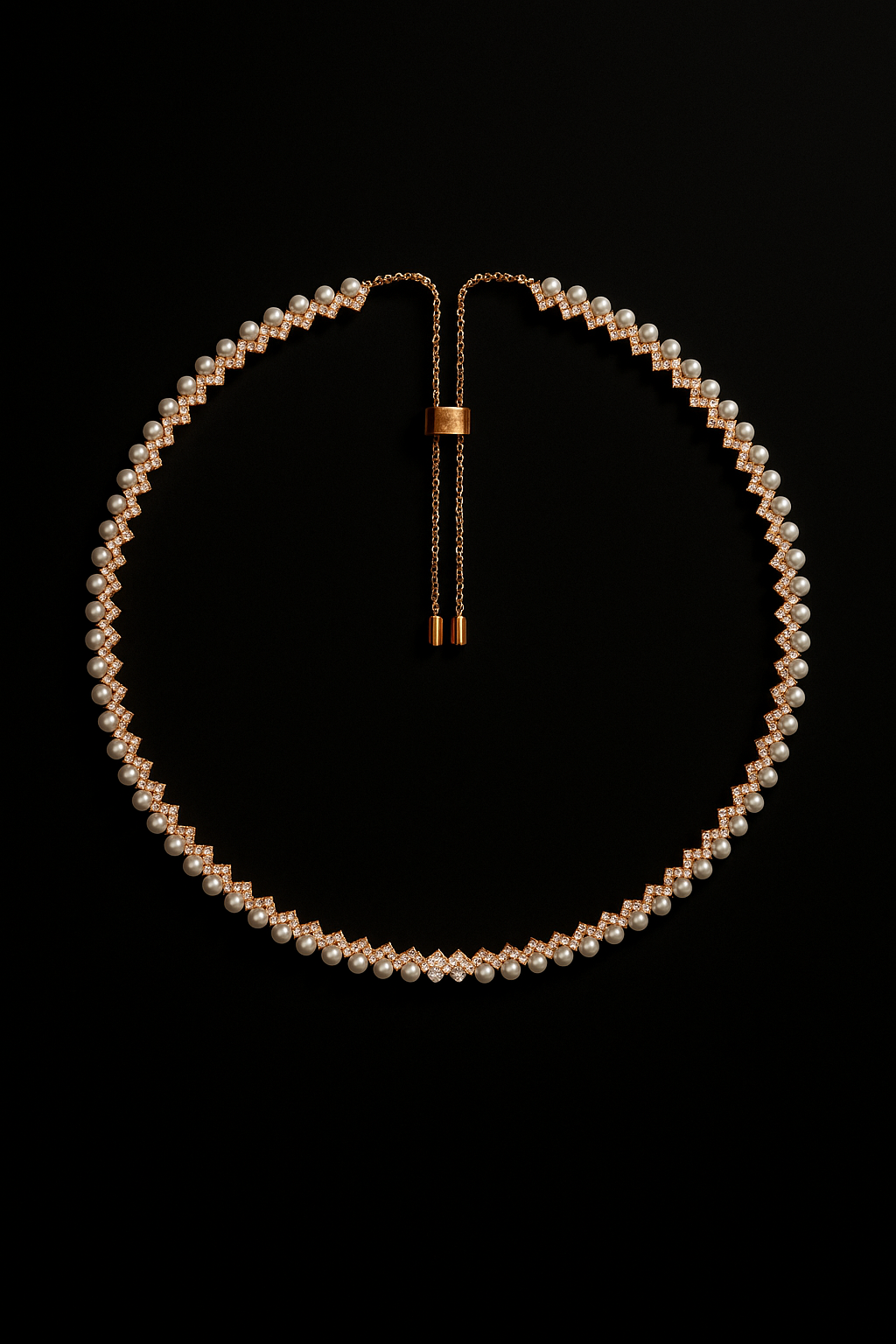 Up and Down Adjustable Necklace with Pearls