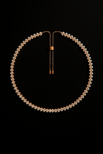 Up and Down Adjustable Necklace with Pearls