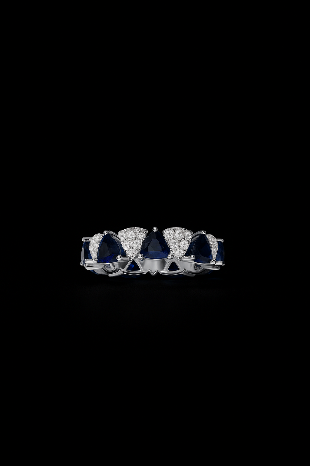 White & Blue Triangle Ring