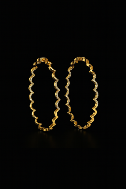 Wavy Gold Hoop Earrings - Large