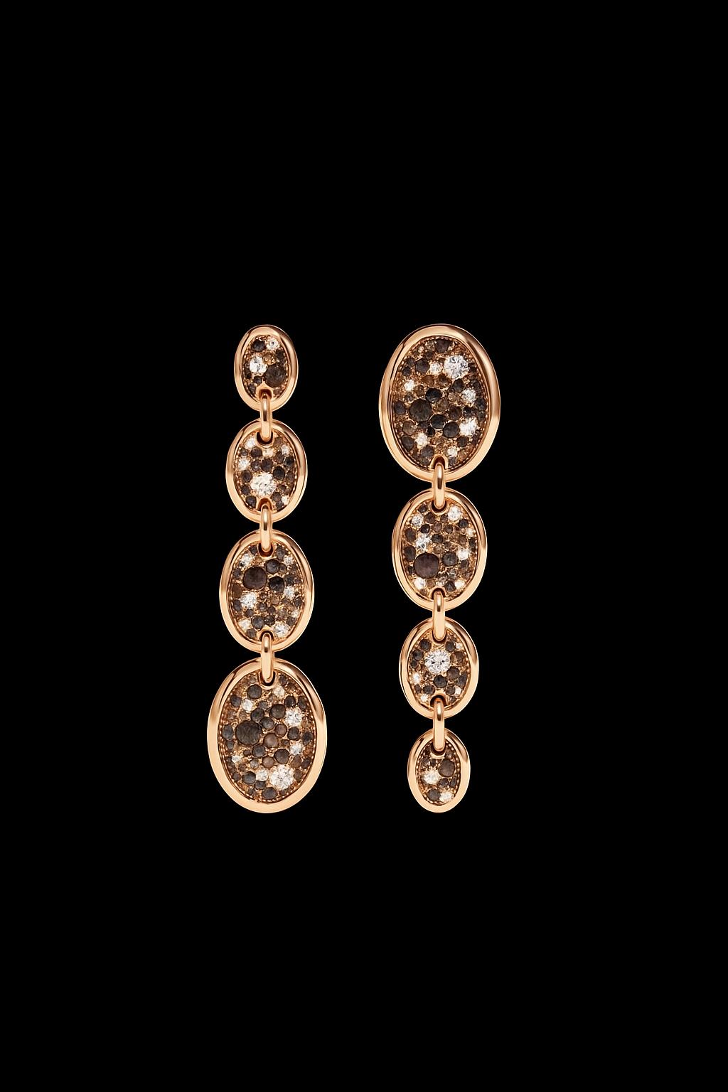 Asymmetric Drop Chocolate Pavé Earrings