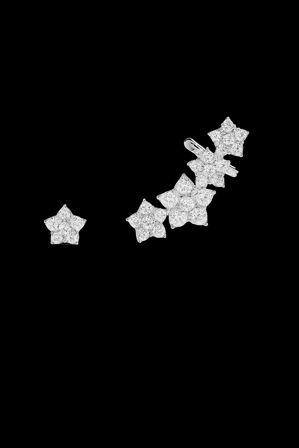 Asymmetric Blossom Stud Earring & Ear Cuff