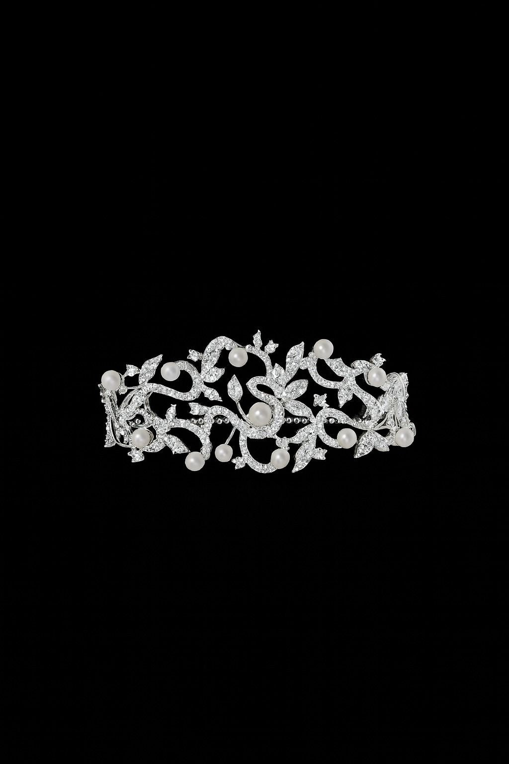Statement Flower Adjustable Bracelet with Pearls