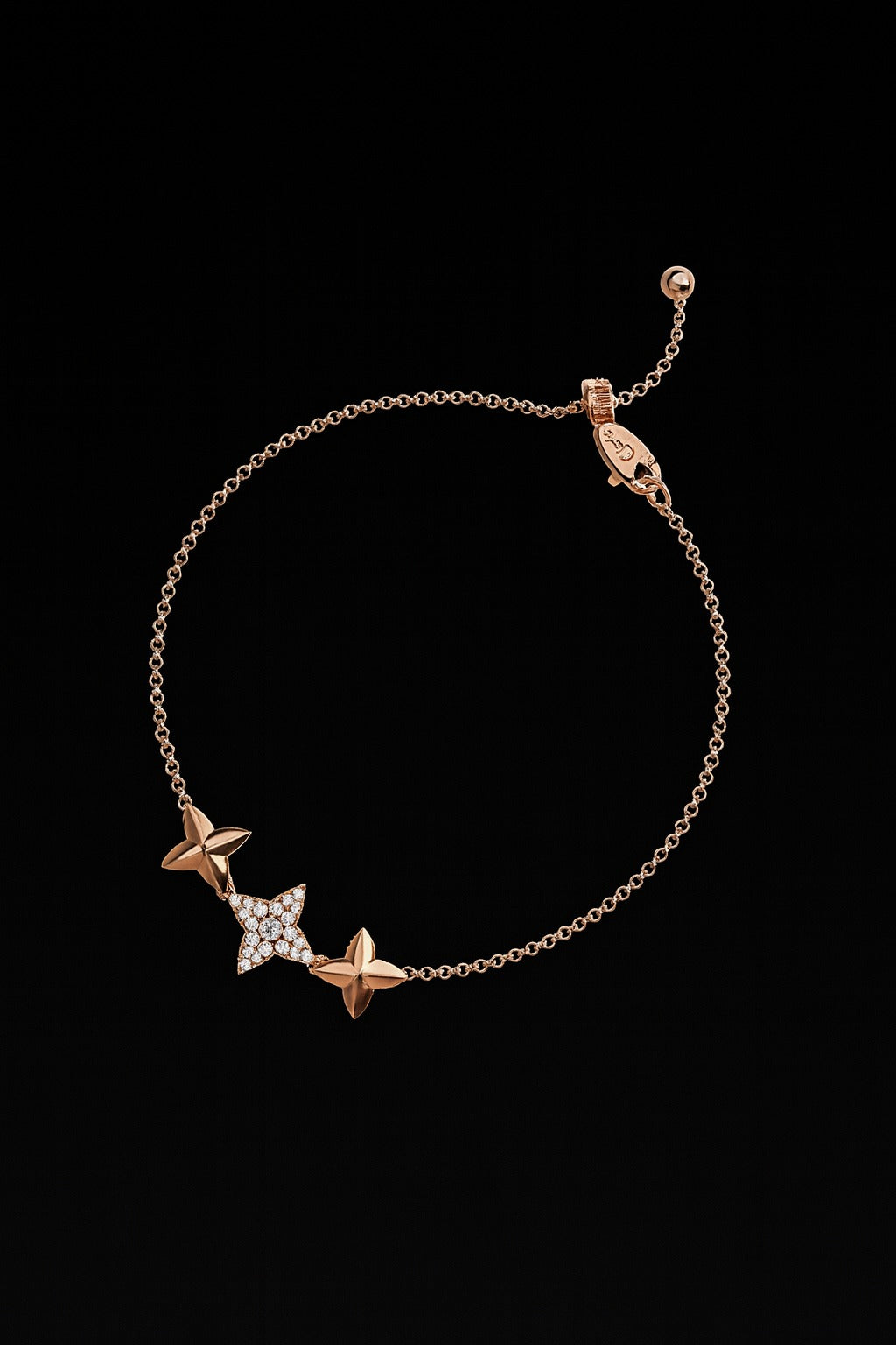 Triple Météorites Rose Gold Adjustable Bracelet