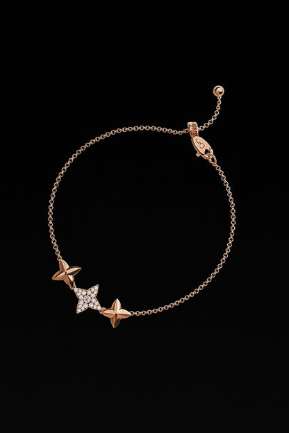 Triple Météorites Rose Gold Adjustable Bracelet