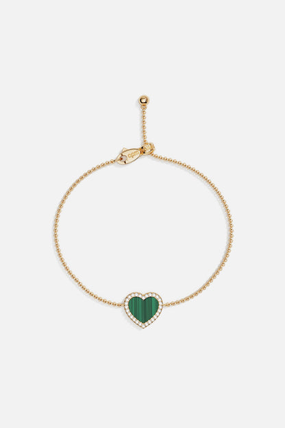 Malachite Heart Adjustable Bracelet