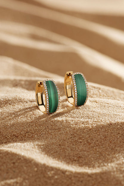 Malachite Hoop Earrings