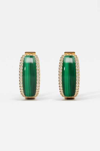 Malachite Hoop Earrings
