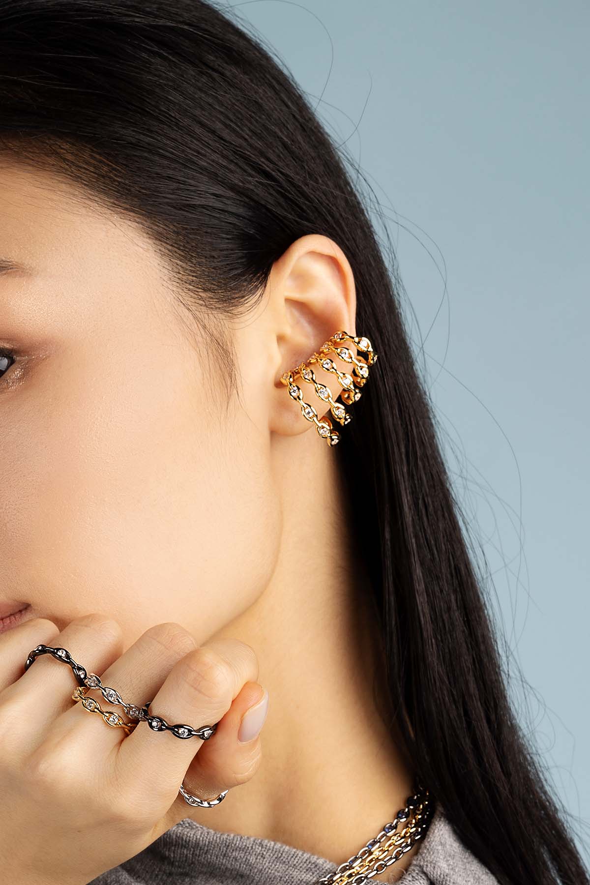 Pavé Chain Ear Cuff