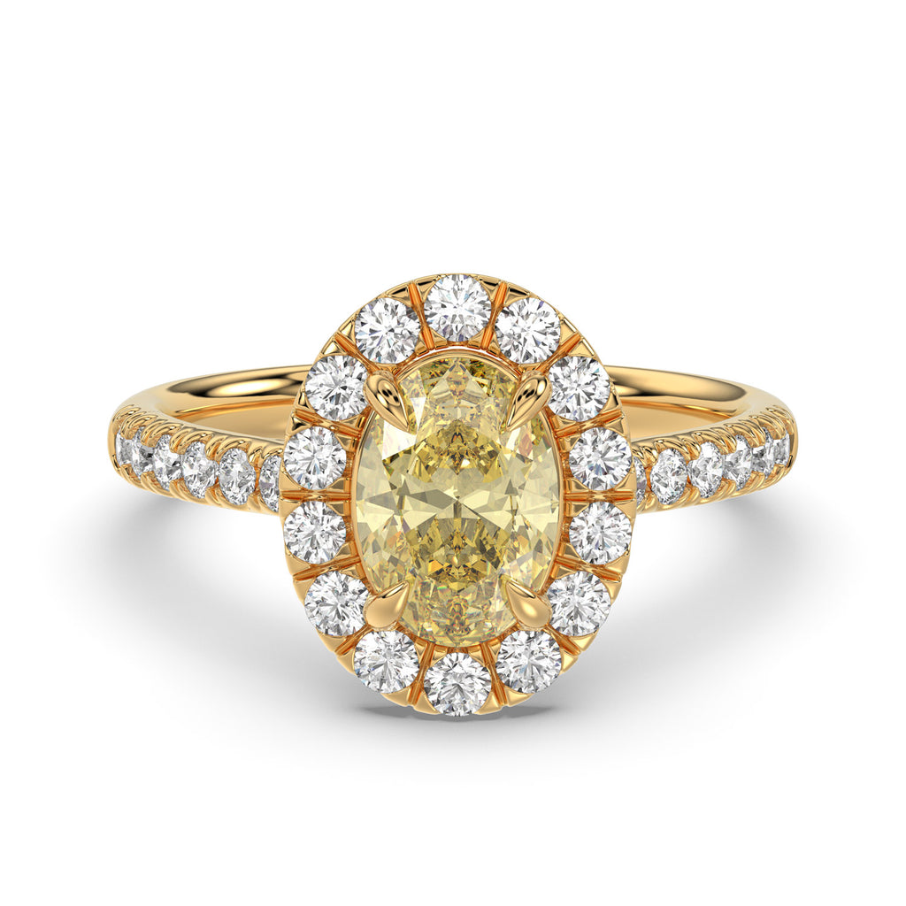 Yellow Oval Halo Ring