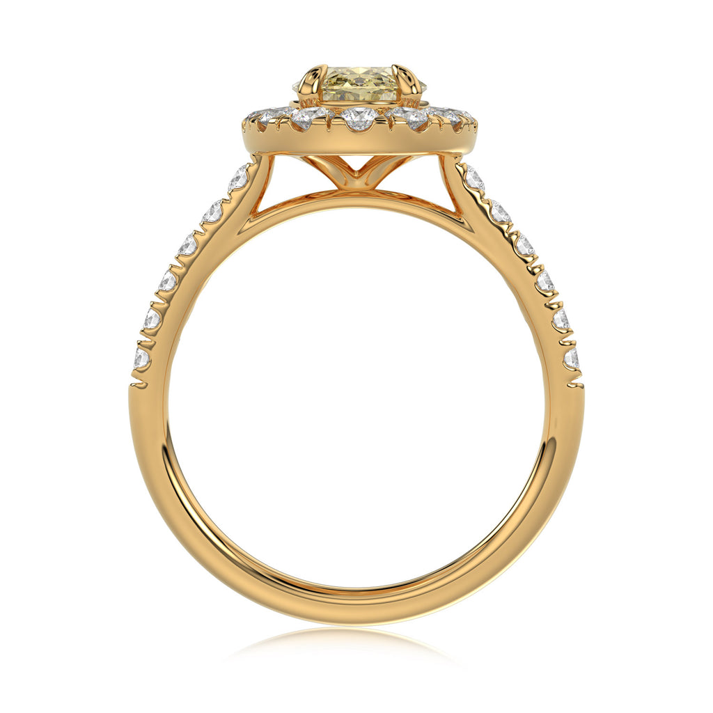 Yellow Oval Halo Ring