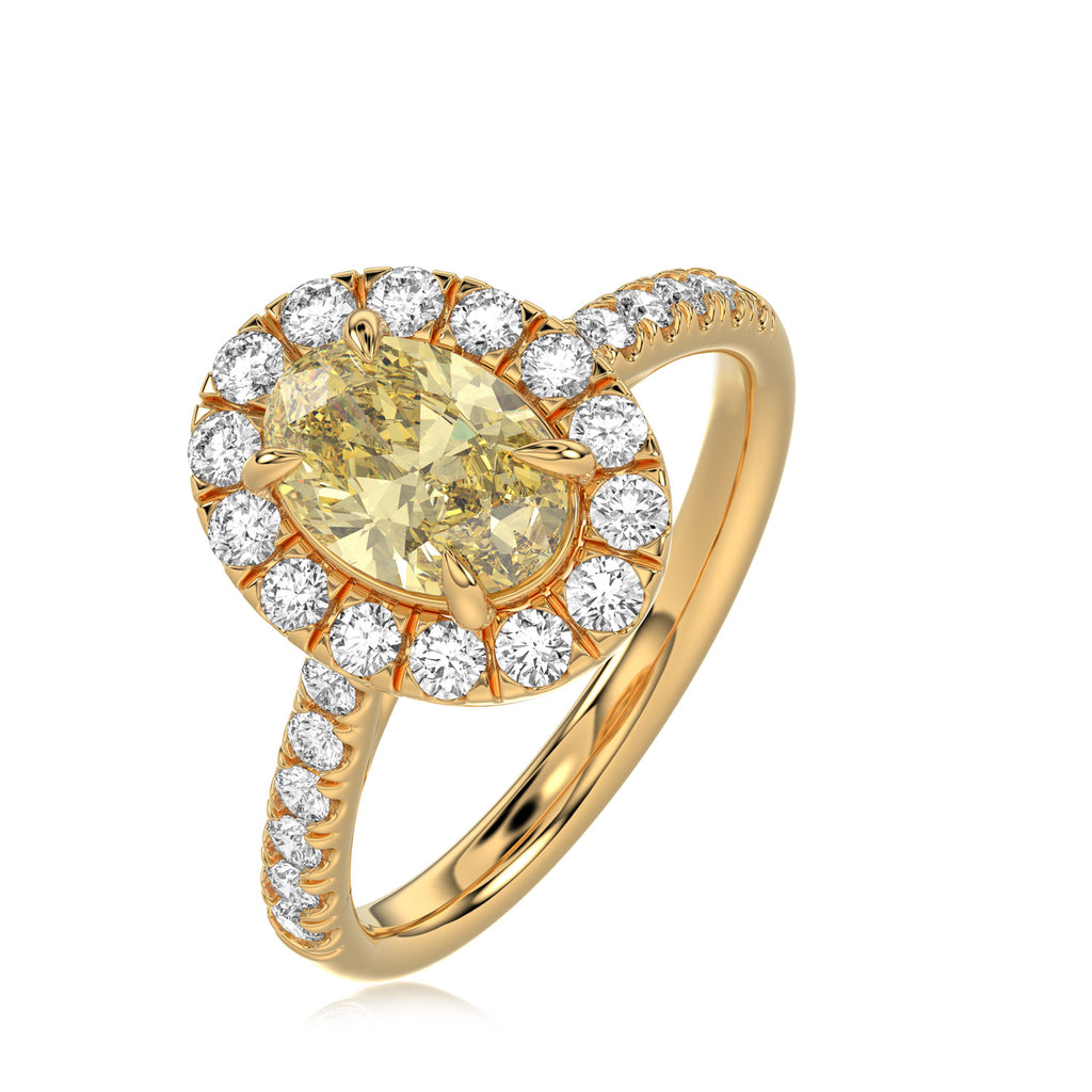 Yellow Oval Halo Ring