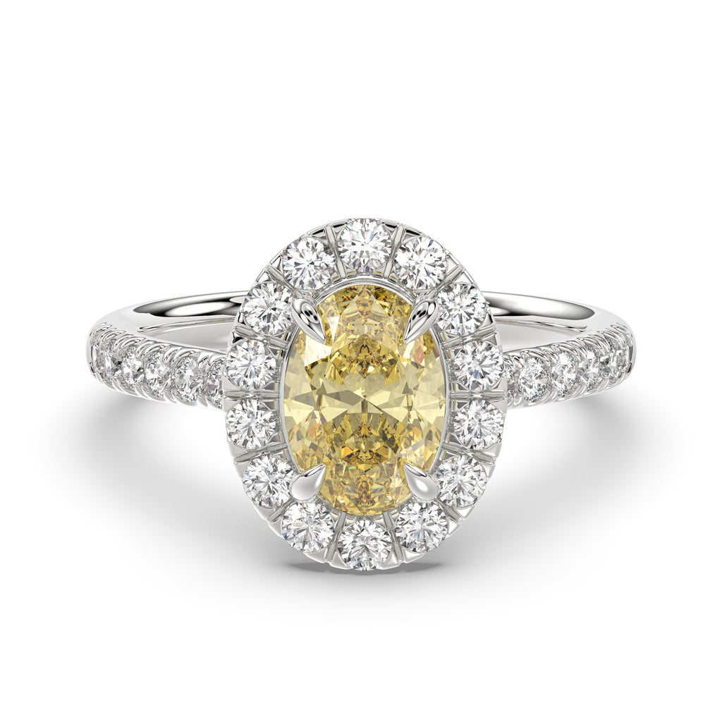 Yellow Oval Halo Ring