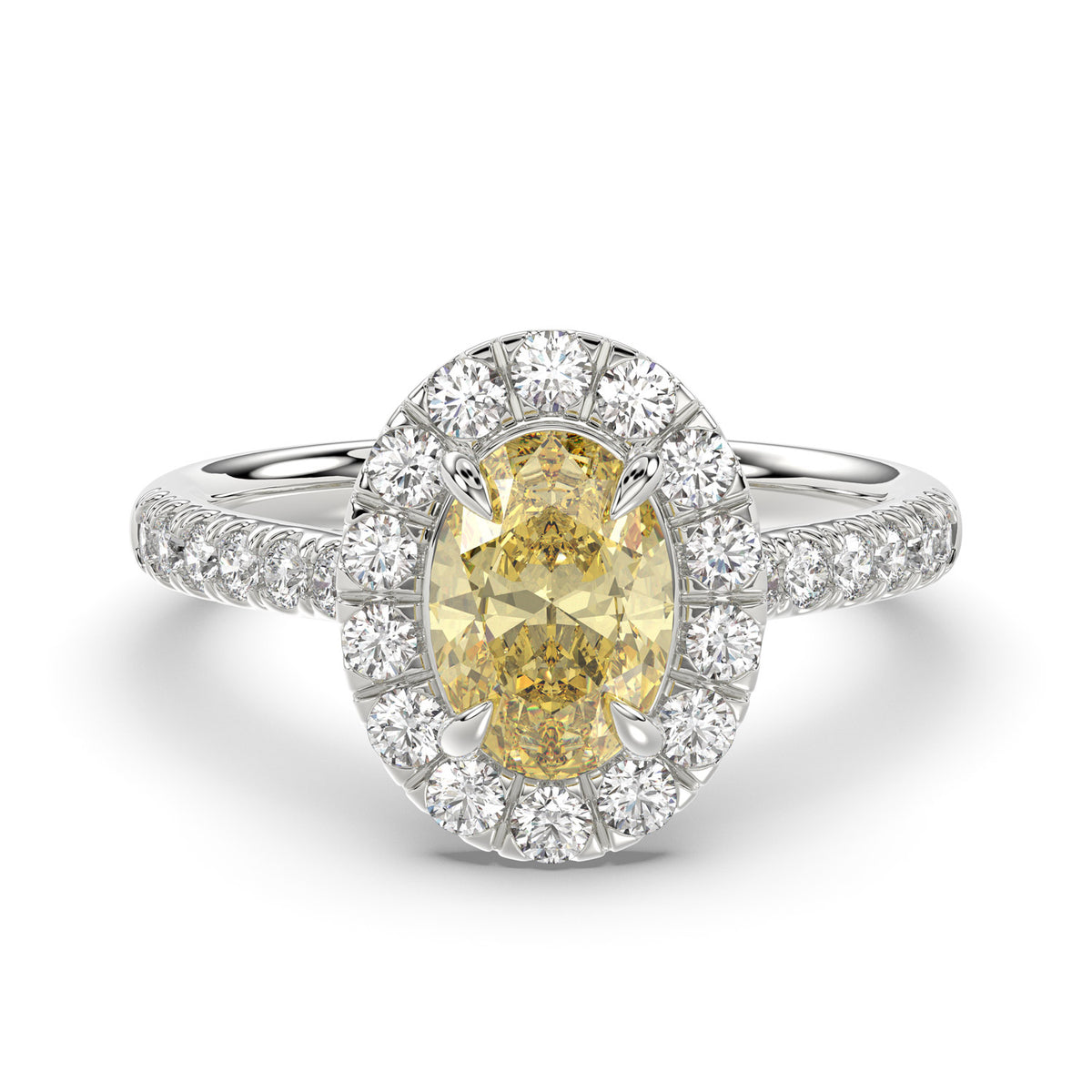 Yellow Oval Halo Ring
