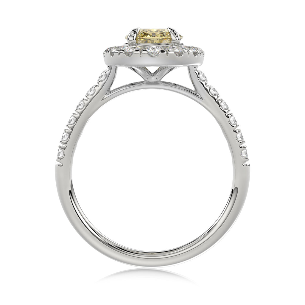 Yellow Oval Halo Ring