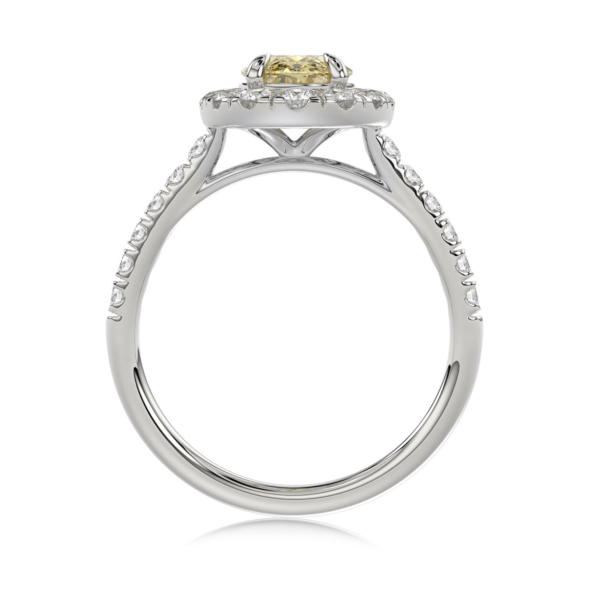 Yellow Oval Halo Ring