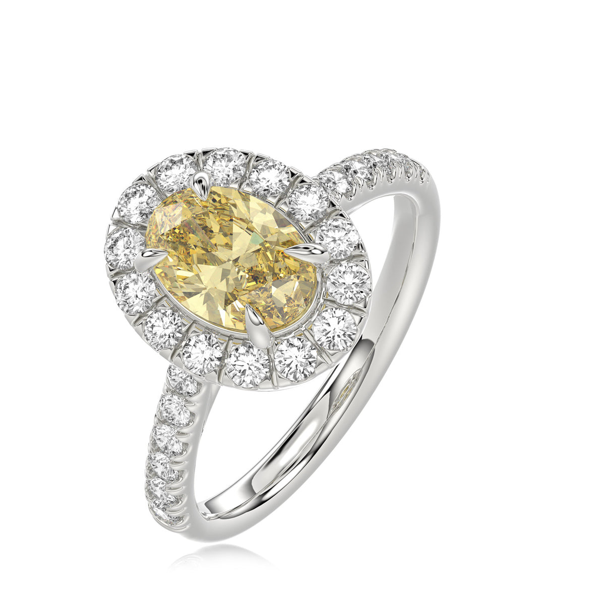 Yellow Oval Halo Ring