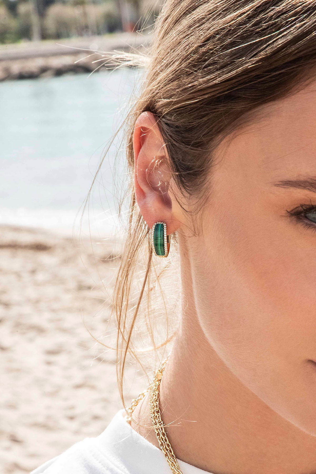 Malachite Hoop Earrings