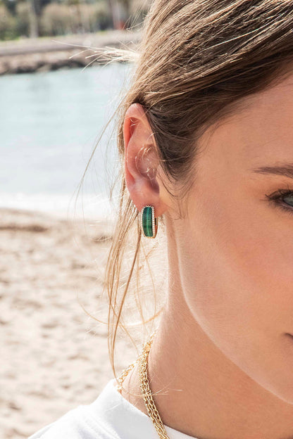 Malachite Hoop Earrings